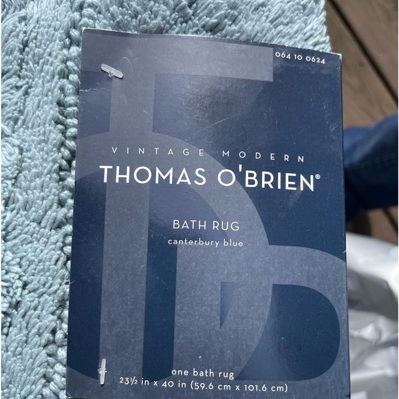 NIB Thomas O’Brien bath rug. 23 1/2 x 40.  Blue.  One-sided. - Picture 2 of 3